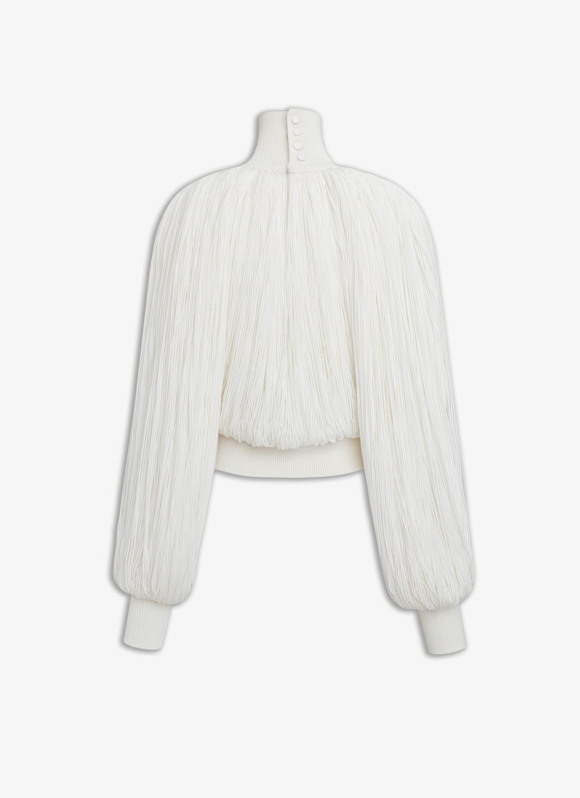 KNITTED FRINGES JUMPER ALAÏA OFF-WHITE KNITTED FRINGES JUMPER